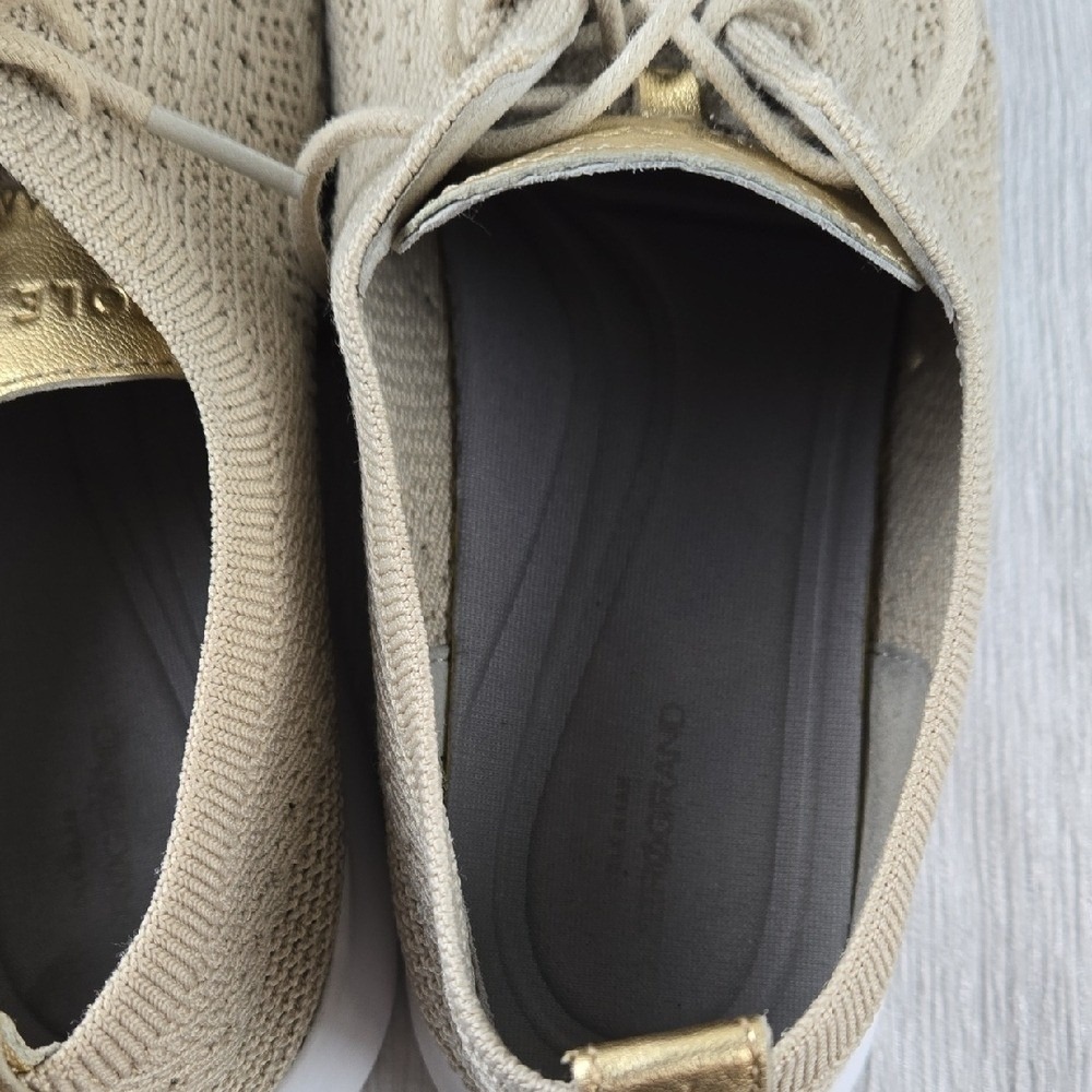 Cole Haan Zerogrand Stitchlite Oxford Beige Gold Knit Sneakers Womens 8.5B - Picture 14 of 16